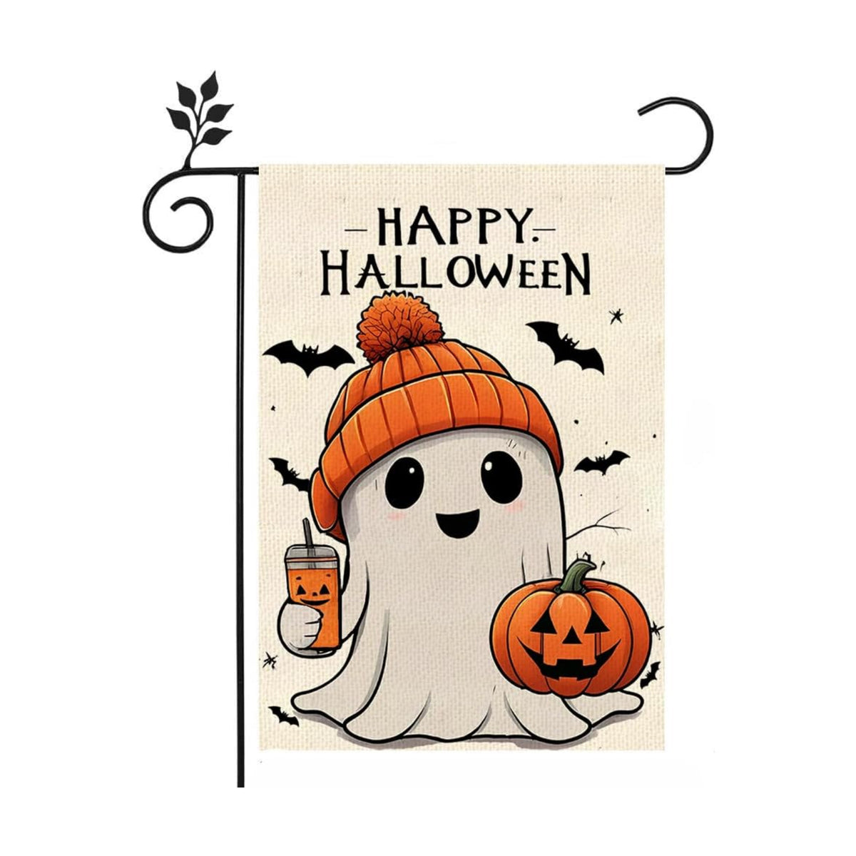 Halloween Ghost Garden Flag 12x18 Vertical Double Holiday Outside Decorations Burlap Yard Flag Spooky Pumpkin Seasonal Holiday Flag Farmhouse Yard Outdoor Flag Seasonal Welcome Yard Outdoor Flag Outdoor Decoration