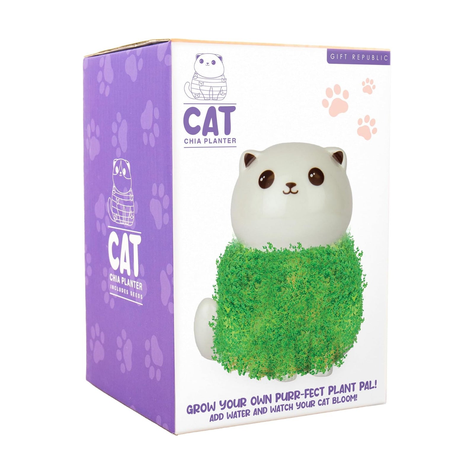 Gift Republic Cat Chia Planter Desktop Sprouting Chia Animal Fun Grow Kit