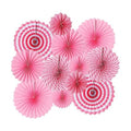Pink Hanging Paper Fans, 12 Pieces Hanging Party Decorations Round Pattern Paper Garlands for Girl's Women Birthday Party, Wedding, Brial Shower