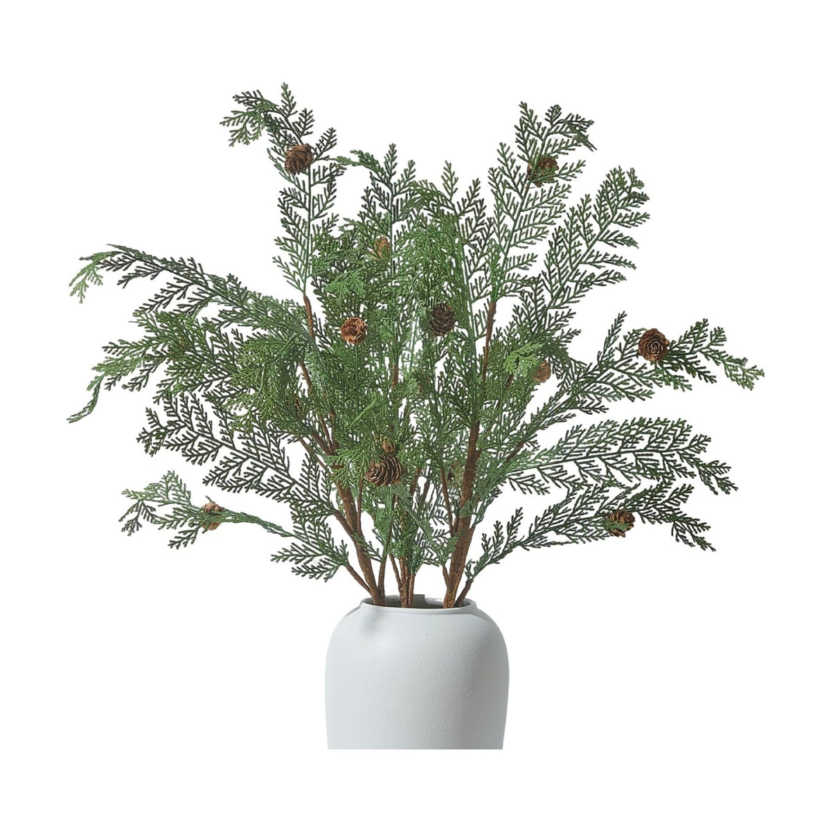 Heleze 33 Inch Faux Cedar Stems with Pine Cones, Christmas Greenery Stems Artificial Pine Branches Fake Cypress Picks for Vase Home Decor 3 Pcs