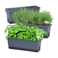 Window Box Planter 4 Packs, 17 Inches Rectangle Flower Pots with Drainage Holes & Trays, Pots for Vegetables, Herbs, Flowers, Garden Windowsill Balcony (Grey, 17 * 5.1 * 6 inch)