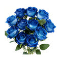 Jasion Artificial Velvet Roses 12pcs Faux Flowers Blue