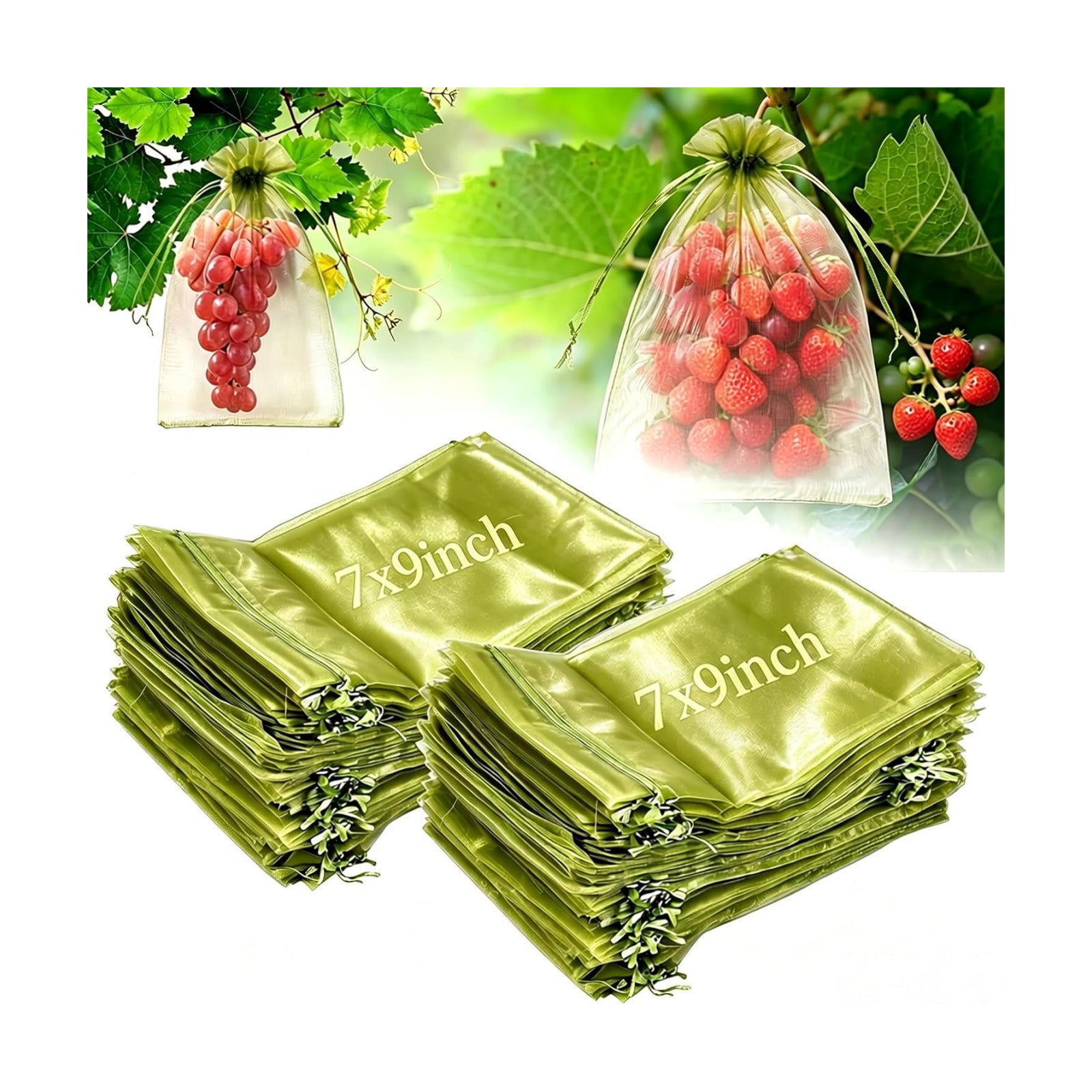200Pcs Fruit Protection Bags, Fine Mesh Garden Netting Bags with Drawstring | Reusable Organza Fruit Tree Netting Cover