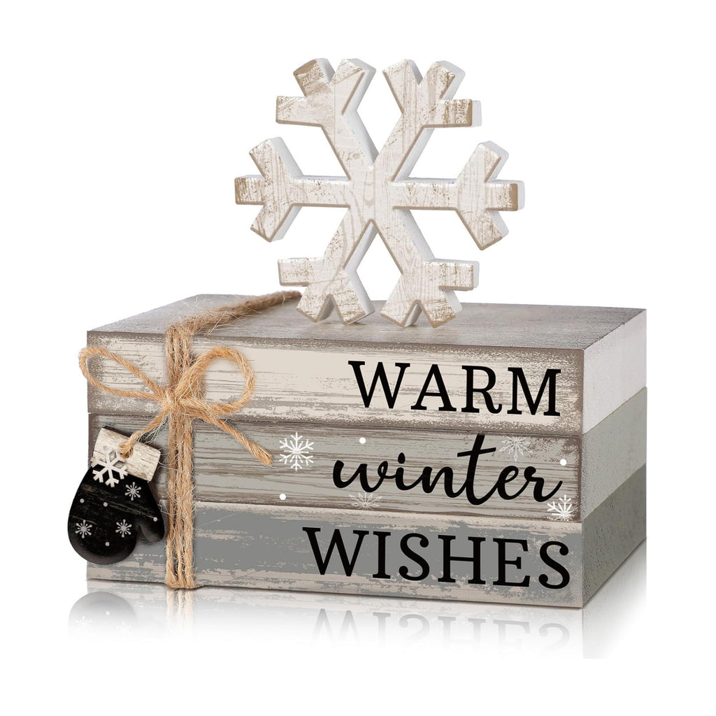 4 Pcs Winter Table Decorations Snowflake Tiered Tray Decor