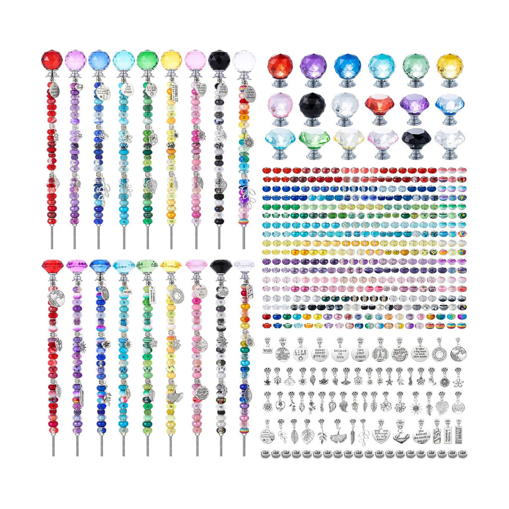 513Pcs DIY Beaded Garden Stakes, Fairy Wand Kit with 18 Threaded Rod