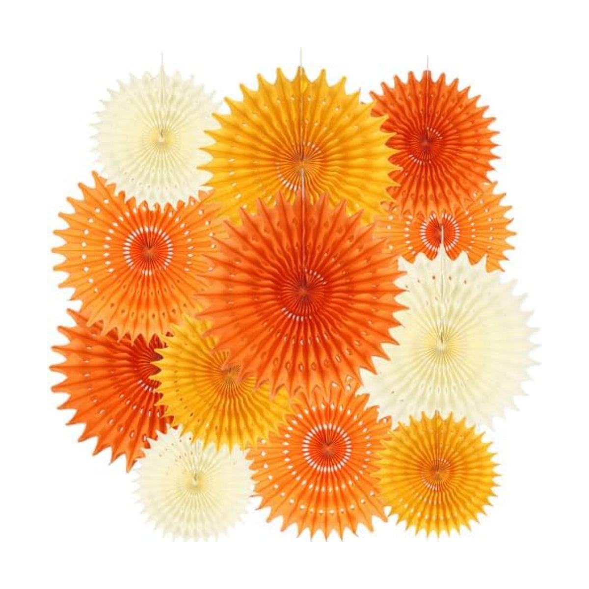 BestoFun 12PCS Orange Paper Fans Fall Party Decorations Tissue Paper Flowers Decorations for Girl Groovy Birthday Baby Shower Wedding Autumn Halloween Thanksgiving Room Wall Hanging Décor