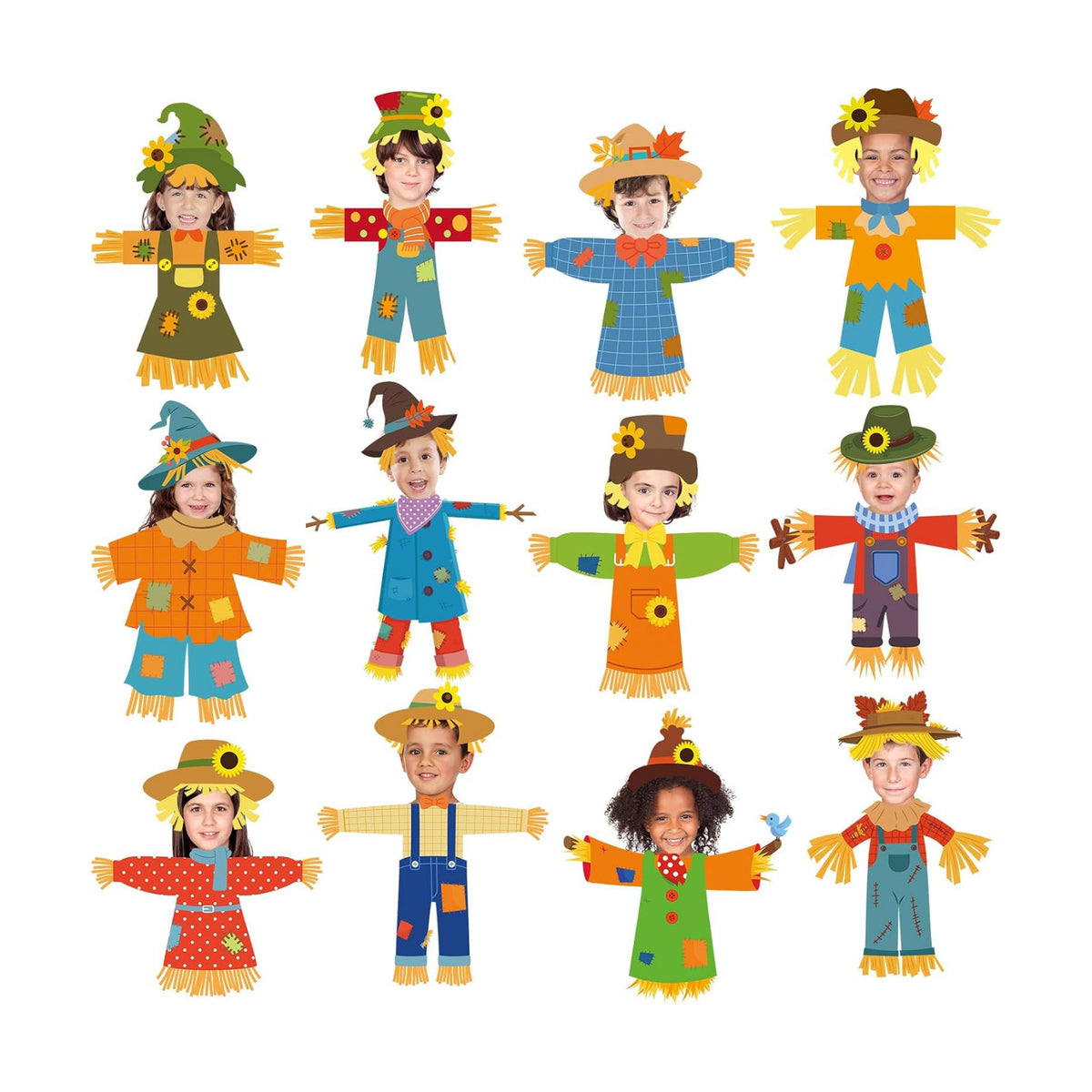 Pajean 60 Pcs Scarecrow Bulletin Board Decor Thanksgiving Scarecrow Cutouts