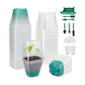 Sankoly 30 Packs Clear Nursery Pots with Plant Repotting Mat, Gloves, Labels,Humidity Domes,Seedling Tools, 3 Inch