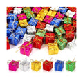 JUNEBRUSHS 120 Pcs Christmas Mini Boxes, Mini Foam Presents Small Shiny Gift Box Hanging Ornaments for Christmas Tree Home Decor Xmas Crafts