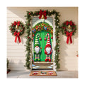 Twin Gnomes Red Green Striped Hats Christmas Door Cover 35x71in