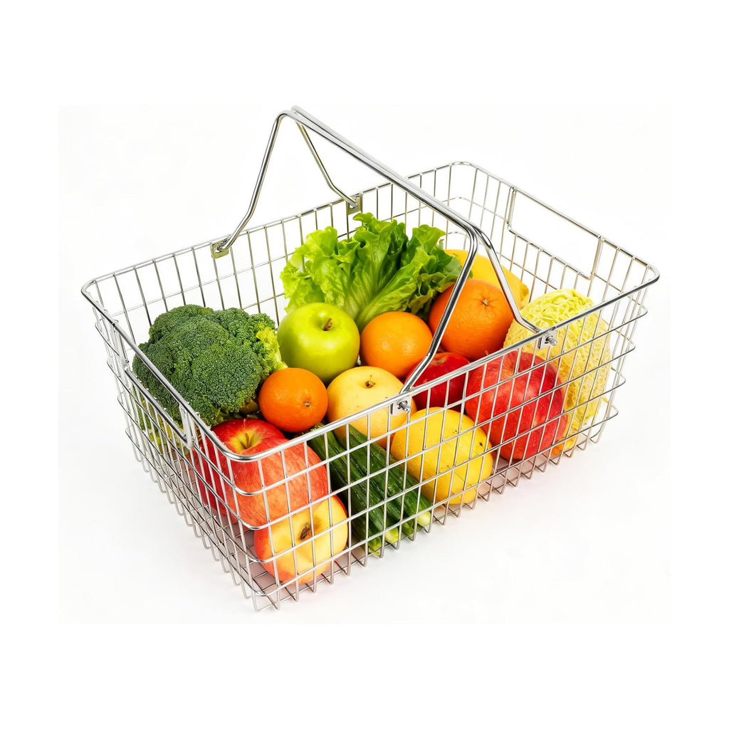 Wire Harvest Basket, Kitchen Organizers and Storage with Foldable Handle - 15.0"x9.8"x6.9" Portable Stainless Steel