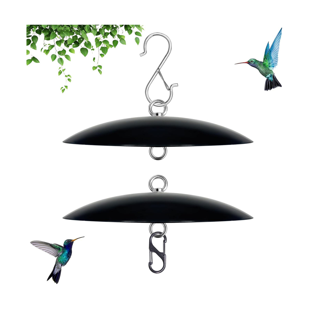 8" Mini Bird Feeder Rain Guard, Hummingbird Feeder Shade Dome Cover, for Small Feeders, Works with Ant Guards (Black), 2 Pack