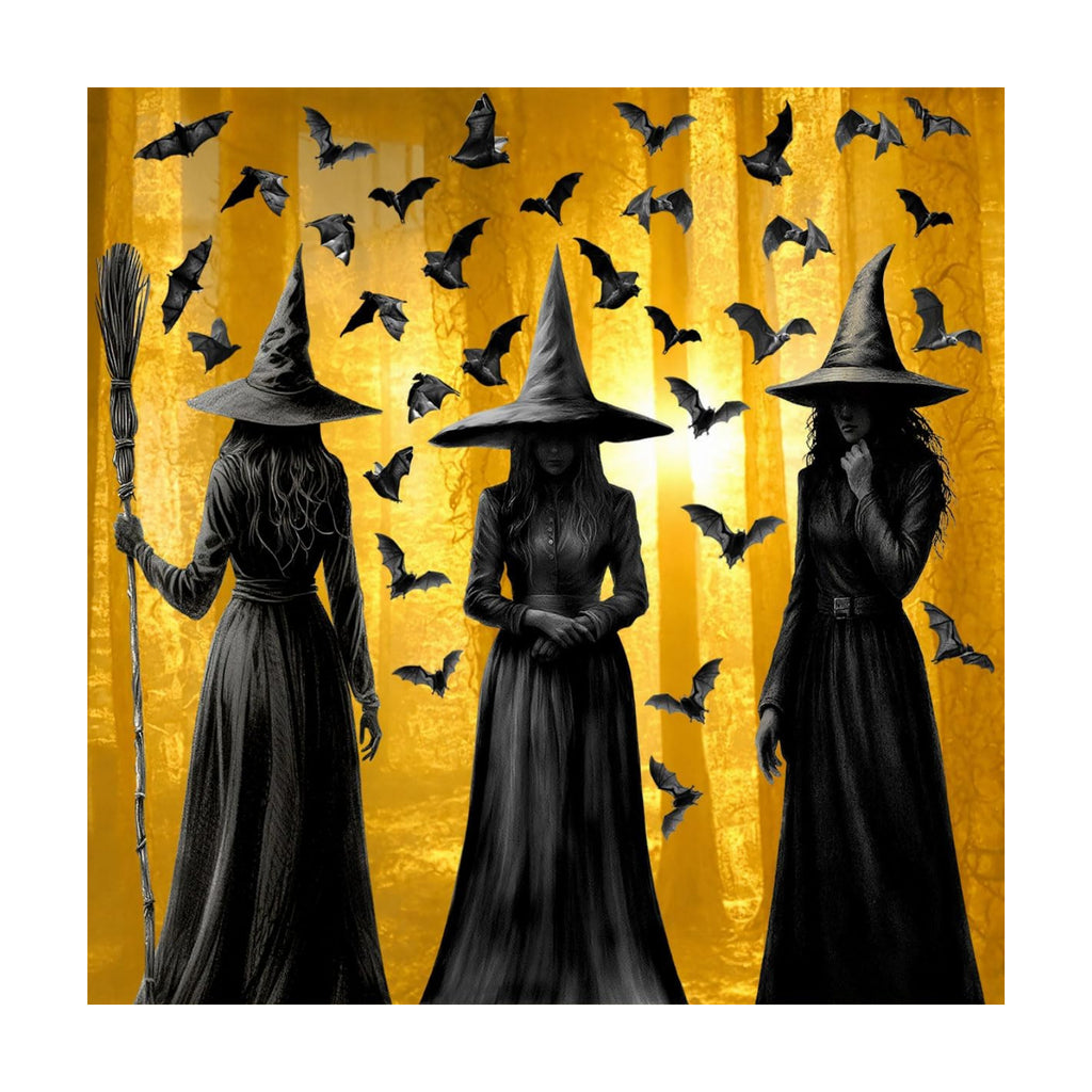 Halloween Window Clings, 3 Large Reusable Scary Witch Silhouette Window Clings & Bat Decals, Witches Silhouette Static Clings for Glass, Indoor Halloween Decorations for Home, School & Office