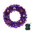 VINGLI 24" Purple Christmas Wreath with Battery LED Lights, Colorful Decor
