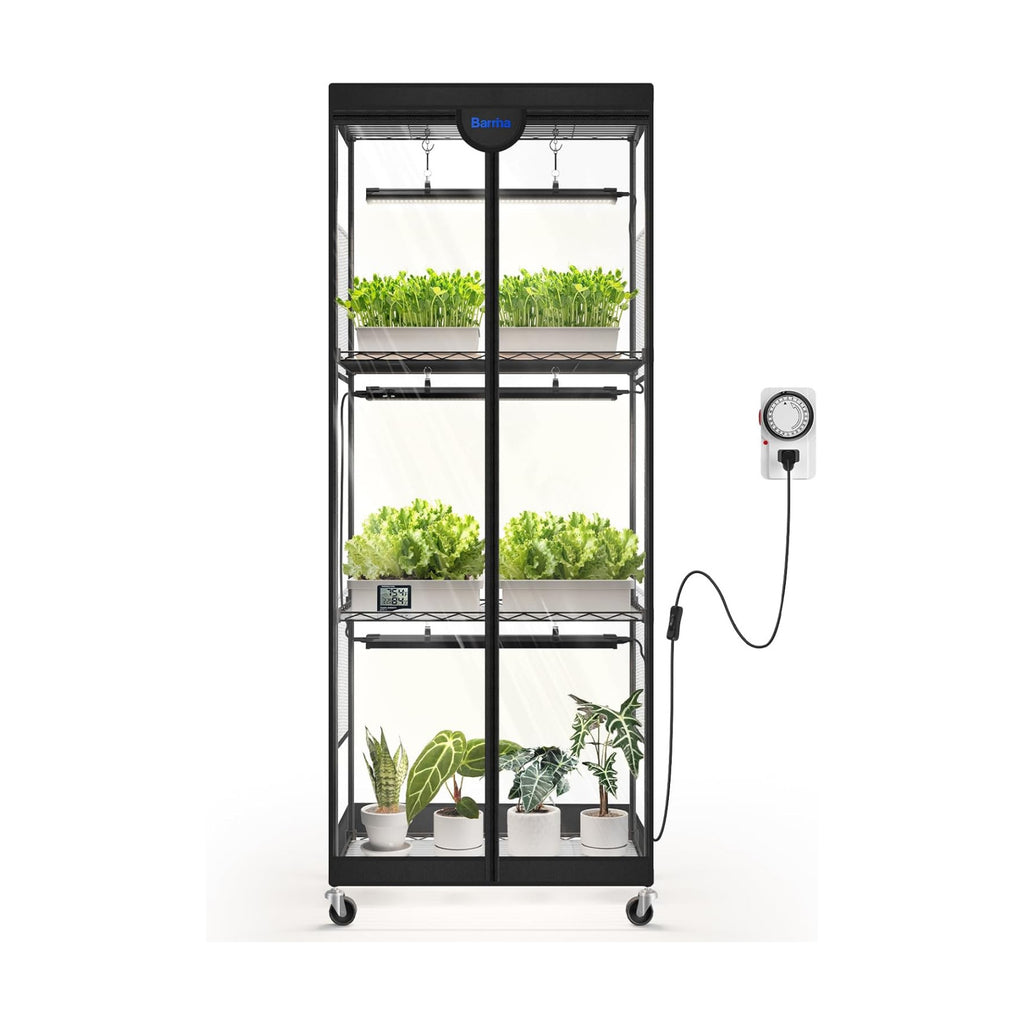 Barrina LP600 Indoor Greenhouse with Grow Light, 4 Tier Stand with Tent | Adjustable Shelf, 75W TX-S25 1.6FT 5000K Full