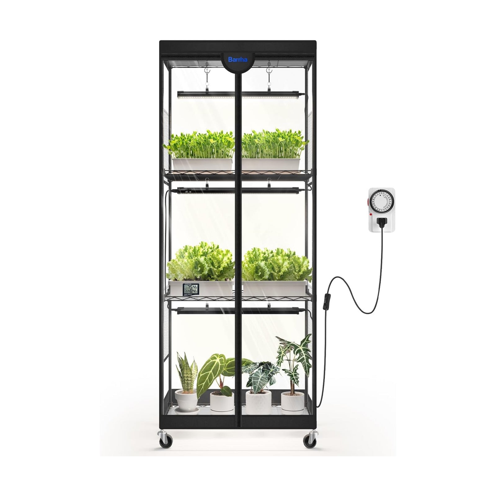 Barrina LP600 Indoor Greenhouse with Grow Light, 4 Tier Stand with Tent | Adjustable Shelf, 75W TX-S25 1.6FT 5000K Full