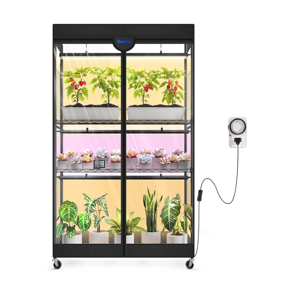 Barrina LP900 Indoor Greenhouse with 3 Full Spectrum Modes Light, 4 Tier | 135W TX-S45 3FT, DIY Height, Plant Shelf