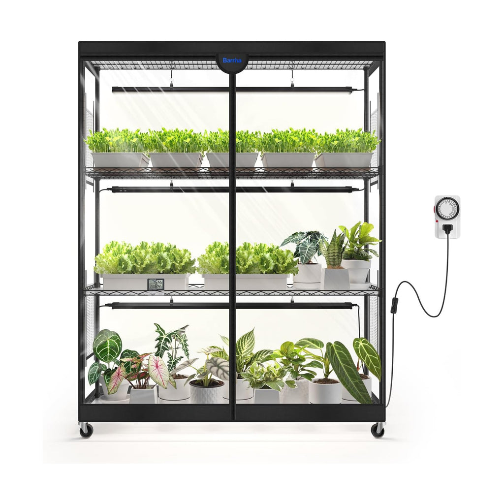 Barrina LP1200 Indoor Greenhouse with Grow Light, 4 Tier Stand with Tent | Adjustable Shelf, 150W TX-S50 3.2FT 5000K