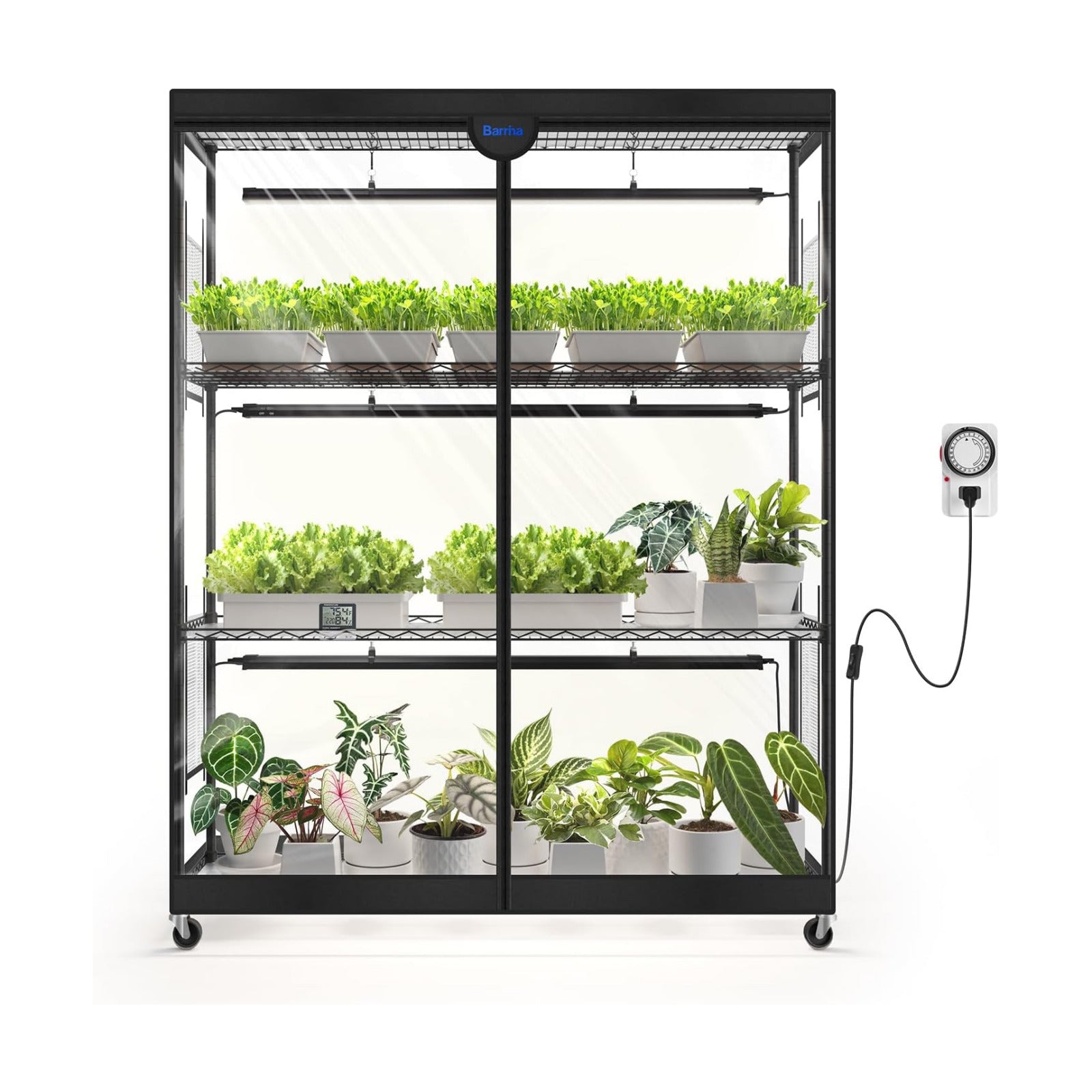 Barrina LP1200 Indoor Greenhouse with Grow Light, 4 Tier Stand with Tent | Adjustable Shelf, 150W TX-S50 3.2FT 5000K