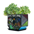 Stained Glass Bat Planter with Drainage Holes, Cute Planter Pots for Indoor Plants, Halloween Stained Glass Bat Decor