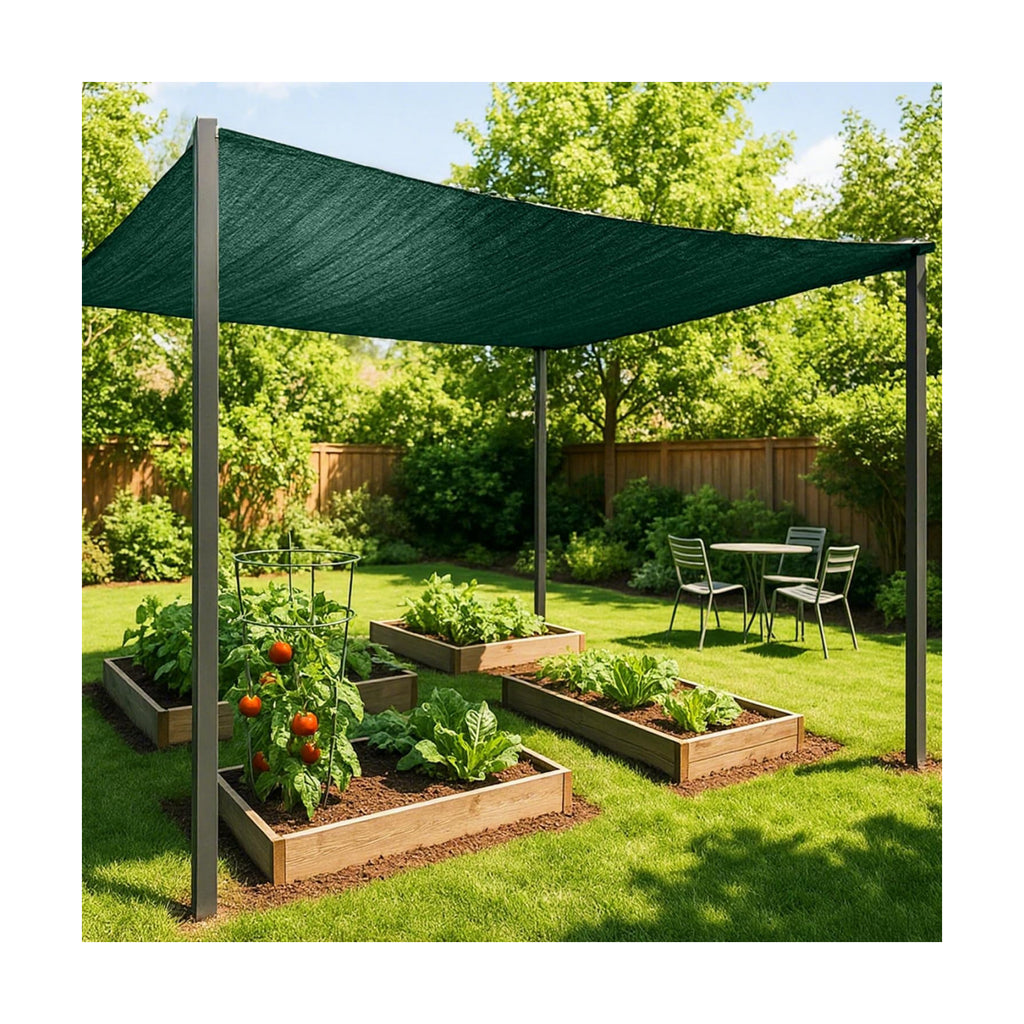 SUNNY GUARD Sun Shade Cloth, 8 x 20 FT Green HDPE Mesh | 65-75% Shade HDPE Mesh Fabric, Breathable Design with Unbound