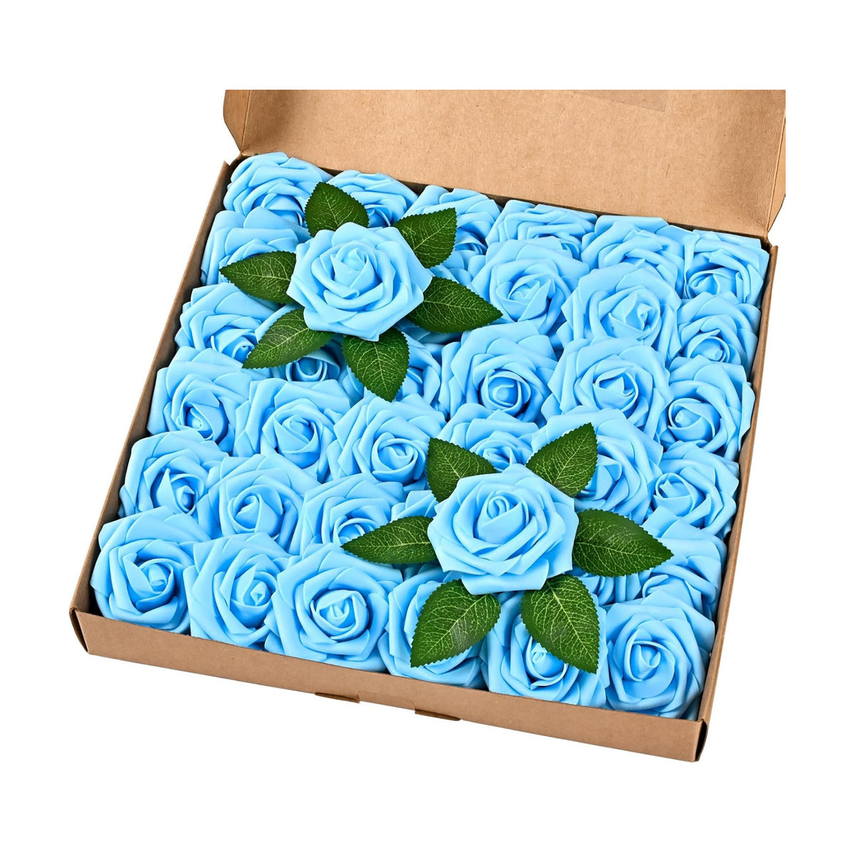 BLEUM CADE 36Pcs Artificial Flowers Fake Foam Roses with Stems for Wedding