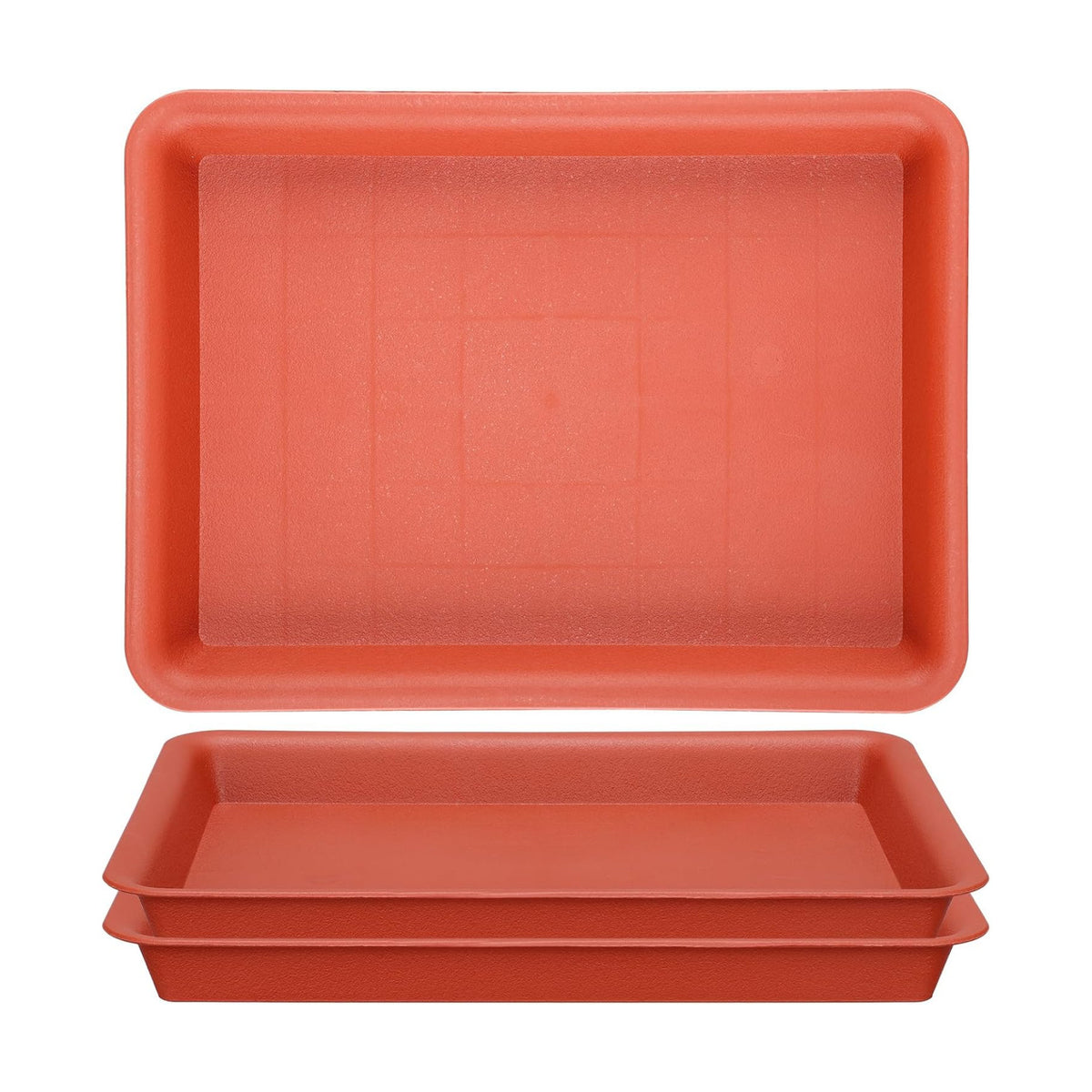 GREANER 11 Inch Red Plant Saucer, 3 Packs Plastic Plant Trays for Pots, Plant Water Catcher Tray for Indoors Outdoor, Flower Planter