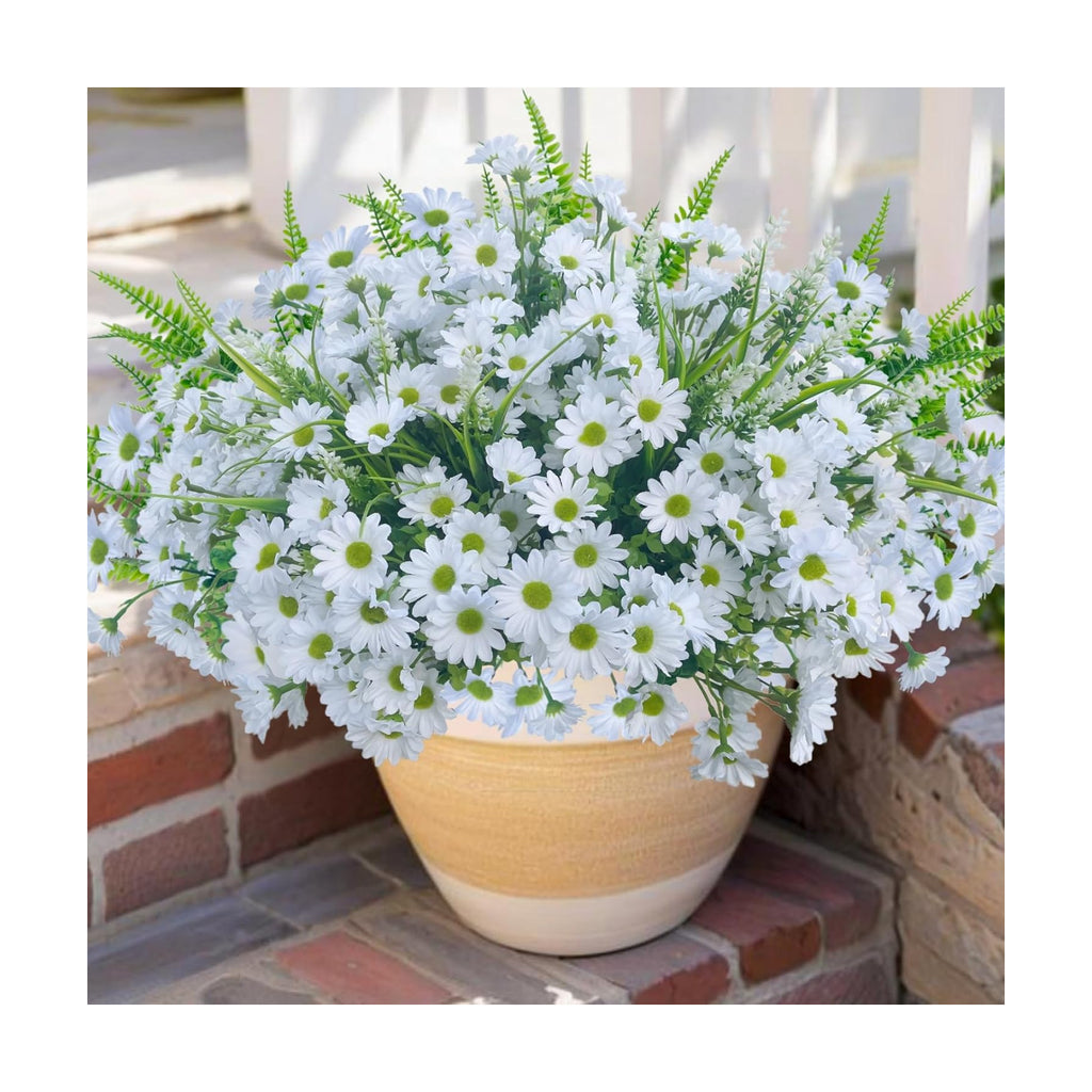 Artificial Mums Flowers Fake Plants for Outdoor Outside Summer Fall Decor