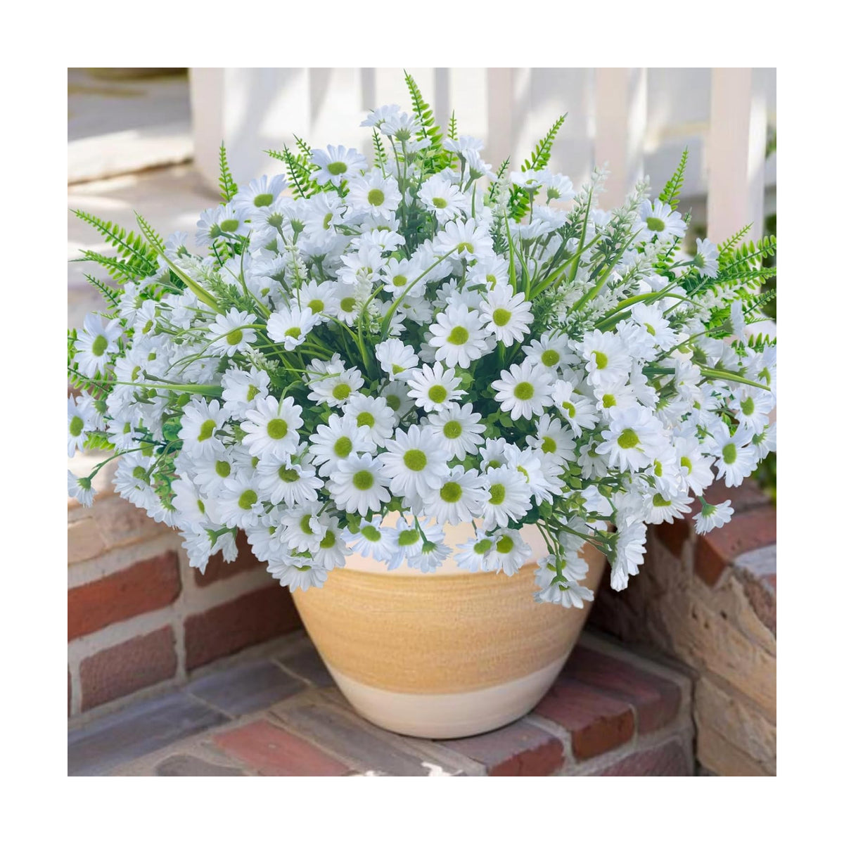 Artificial Mums Flowers Fake Plants for Outdoor Outside Summer Fall Decor