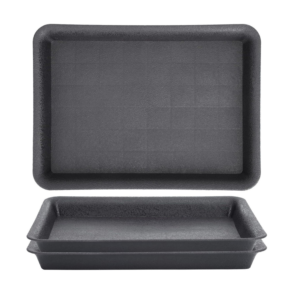 GREANER 3 Packs Plant Tray, 11 Inch Black Seed Starter Tray Rectangular, Heavy Sturdy Plant Saucer for Outdoors and Indoors Use