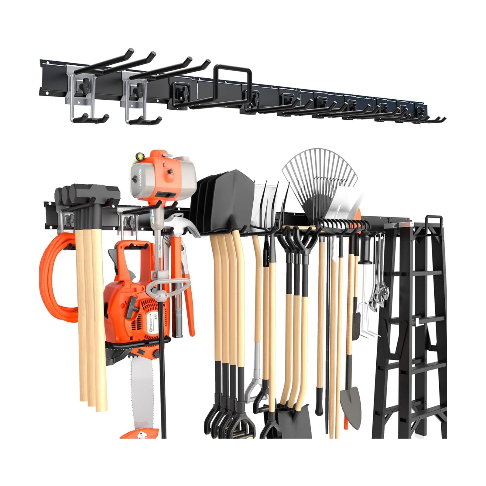 64'' Garage Tool Organizer Wall Mount, 620lbs Heavy Duty Metal Storage Rack | Adjustable Hooks Garden Tool Organization