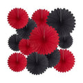 20 Pcs Black Red Hanging Paper Fan, Hanging Honeycomb Round Paper Fans for Weddings, Birthdays, Christmas, Baby Showers, Classroom, Events Ceiling Party Supplies Decorations