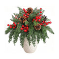 80pcs Artificial Christmas Pine Branches with Red Berry Stem Pine Cone Stem Norfolk Pine Stem Christmas Greenery Floral Pick for Christmas Tree Wreath Garland DIY Crafts Xmas Home Decoration