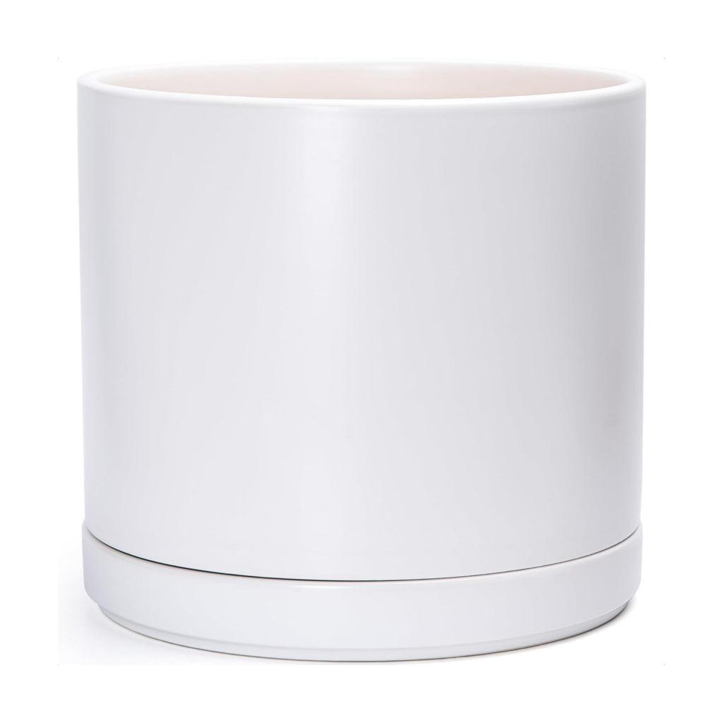 D'vine Dev 16 Inch Ceramic Planter Pot, White, 94-O-H-1