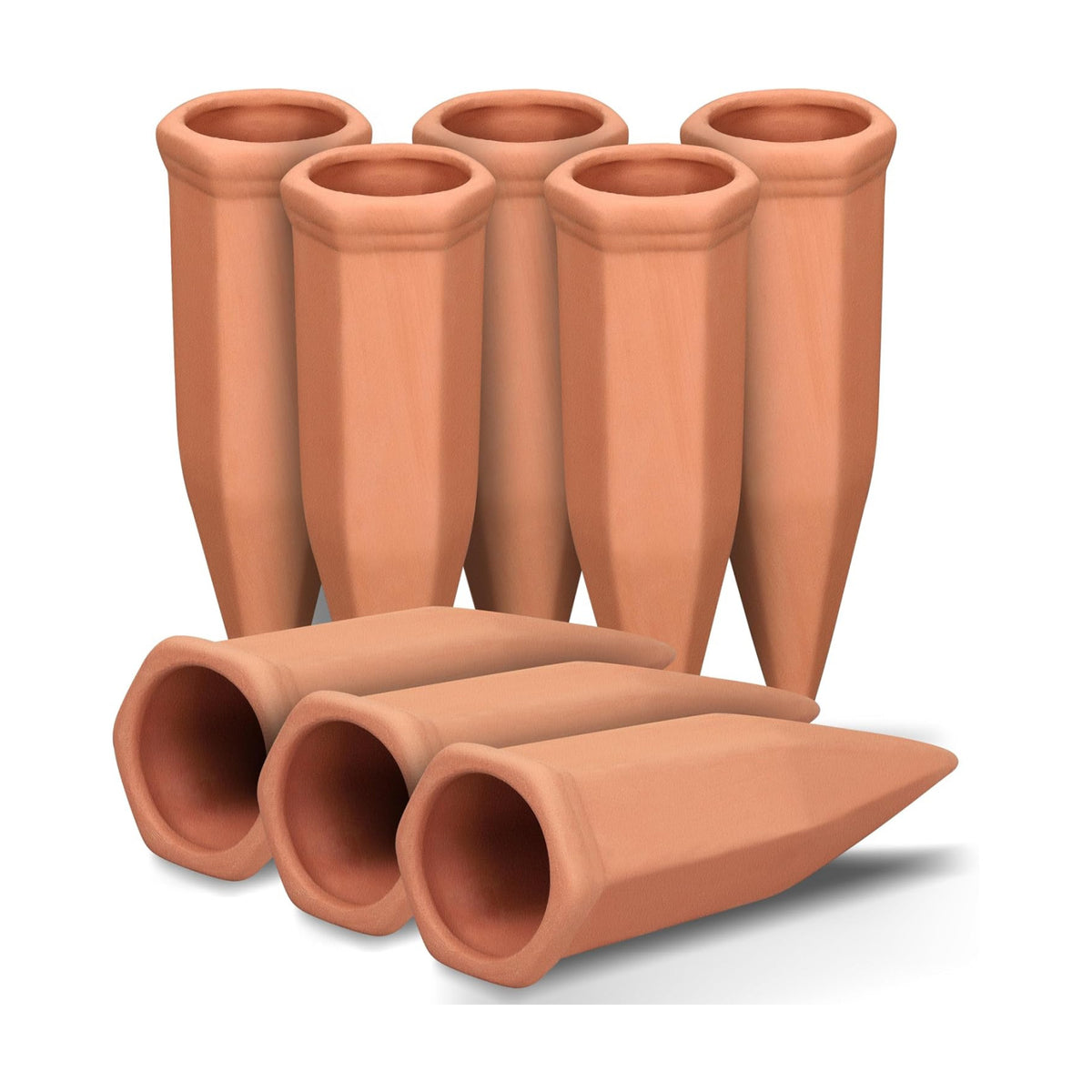Soilagua Wine Bottle Watering Spikes, Terracotta Watering Spikes for Out | Indoor Plants, Self Watering Planter Insert, Vacation Plant Watering Devices, Clay Plant Watering Globes, 8-Pack