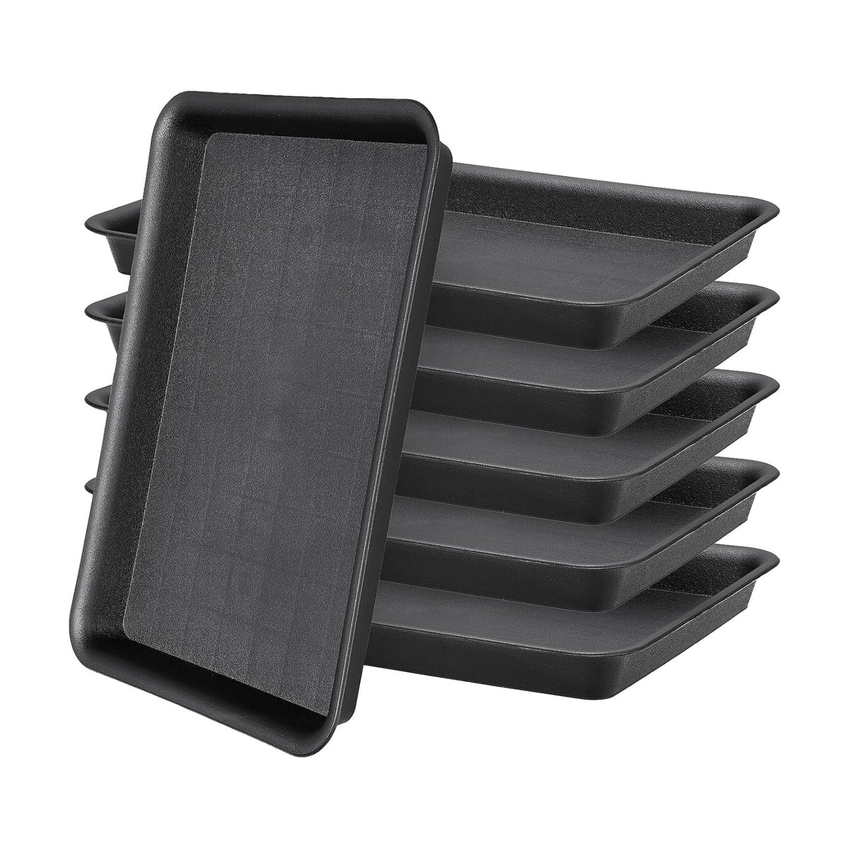 GREANER Black 13 Inch Plant Saucer, Heavy Duty Rectangular Plant Tray, Plastic Pebble Tray for Plant Humidity, Pot Saucers for Indoor Outdoor Use(Black)