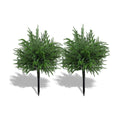 Bdor 24" Artificial Norfolk Pine Topiary Bush with Ground Spike, 2 Pack