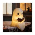 QETRABONE Halloween Ghost Reading Book Lamp, Funny Ghost Figurine Statue