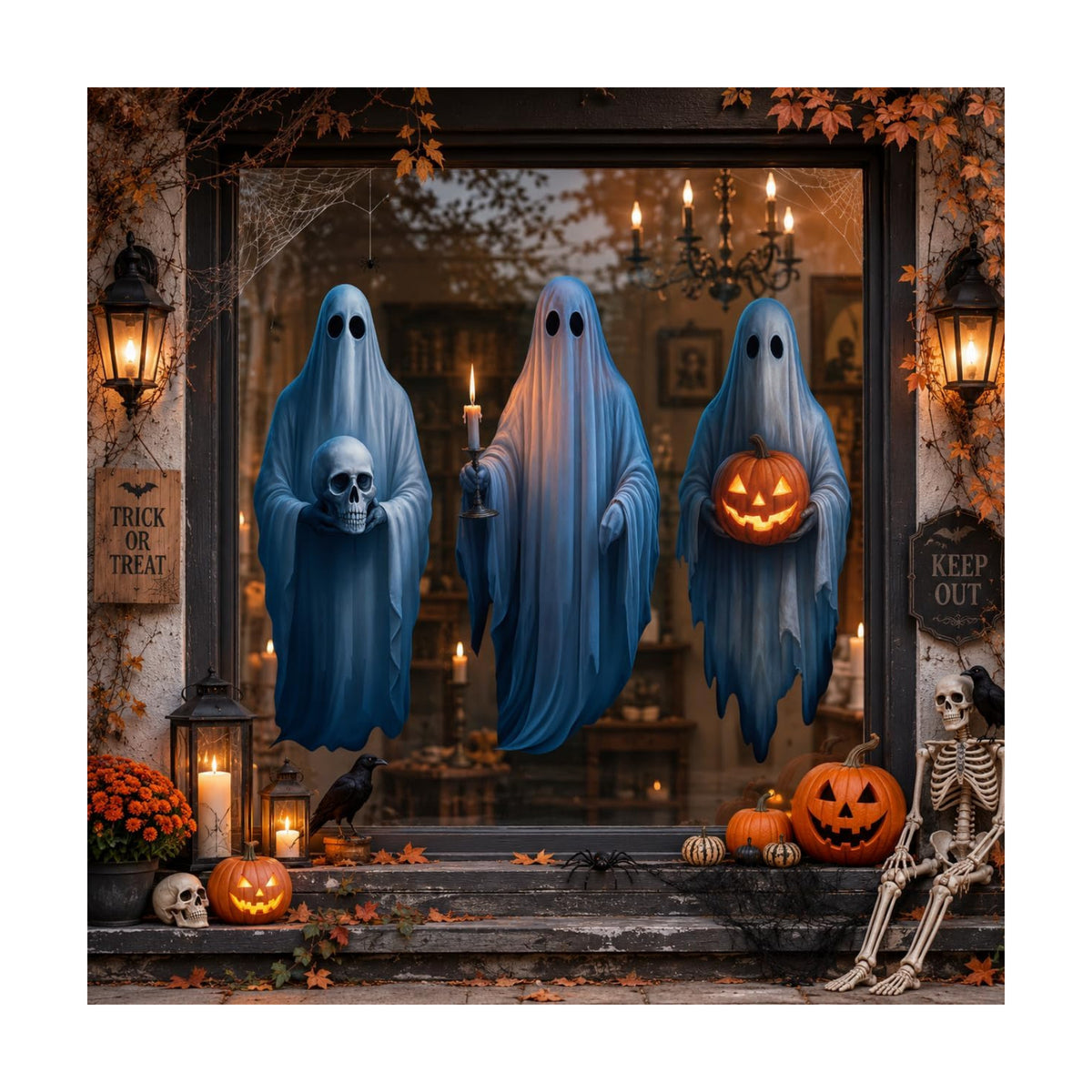 34" Halloween Spooky Ghost Window Mirror Cling Decal Decoration Extra Large