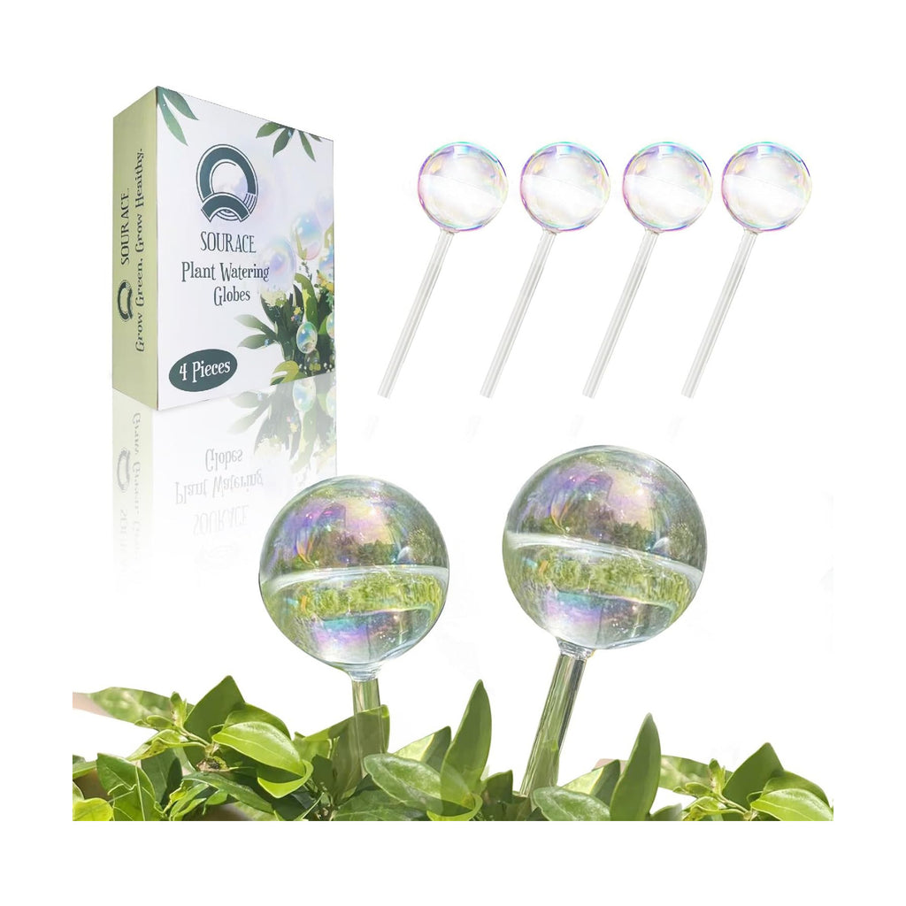 4PC Iridescent Self Watering Globes, Large Glass Rainbow Plant Watering Globes, Self Watering Planter Insert for Indoor