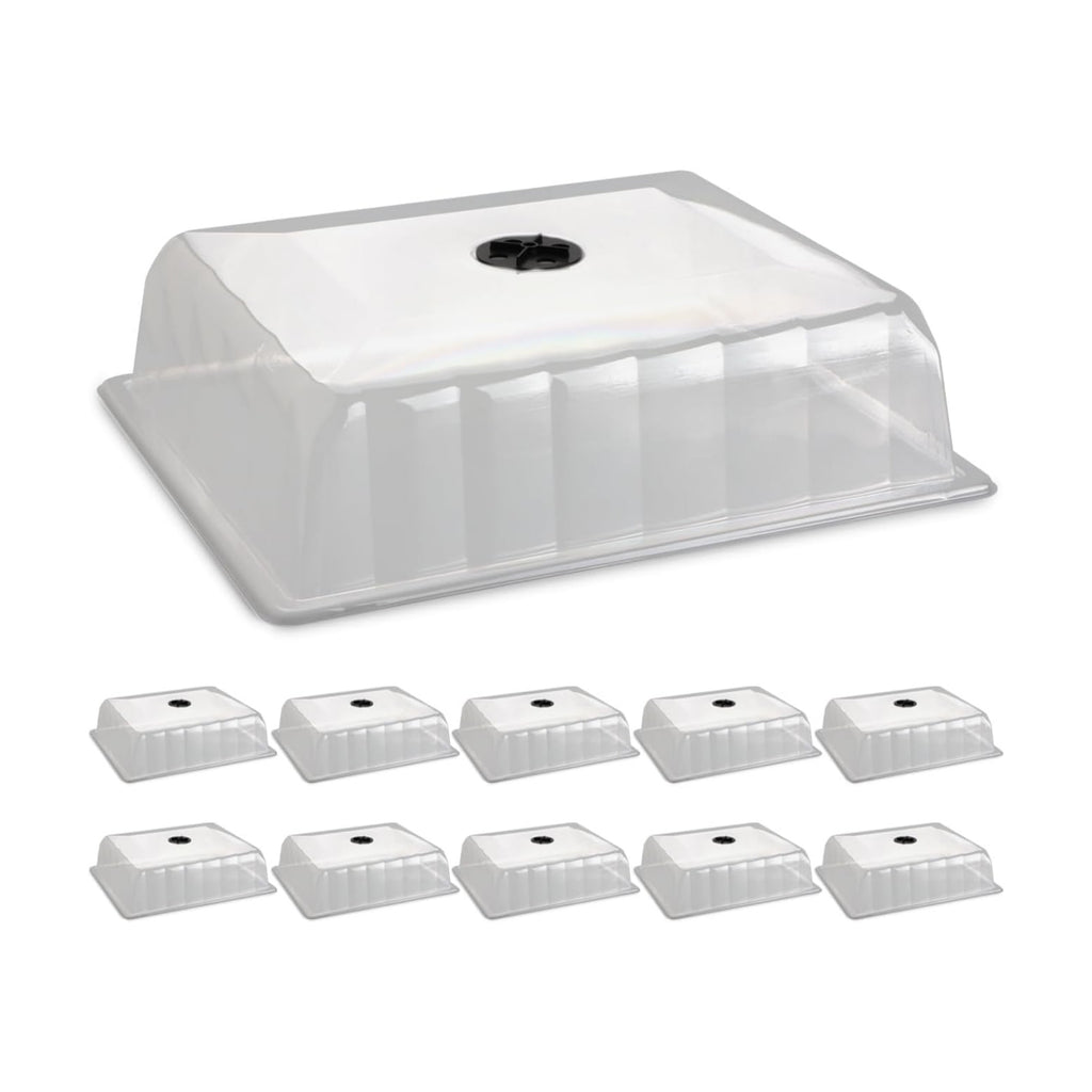 RooTrimmer 10-Pack Leak-Proof Humidity Domes, Plastic Clear Seed Starter Dome, Seed Starter Tray Covers Humidifying and