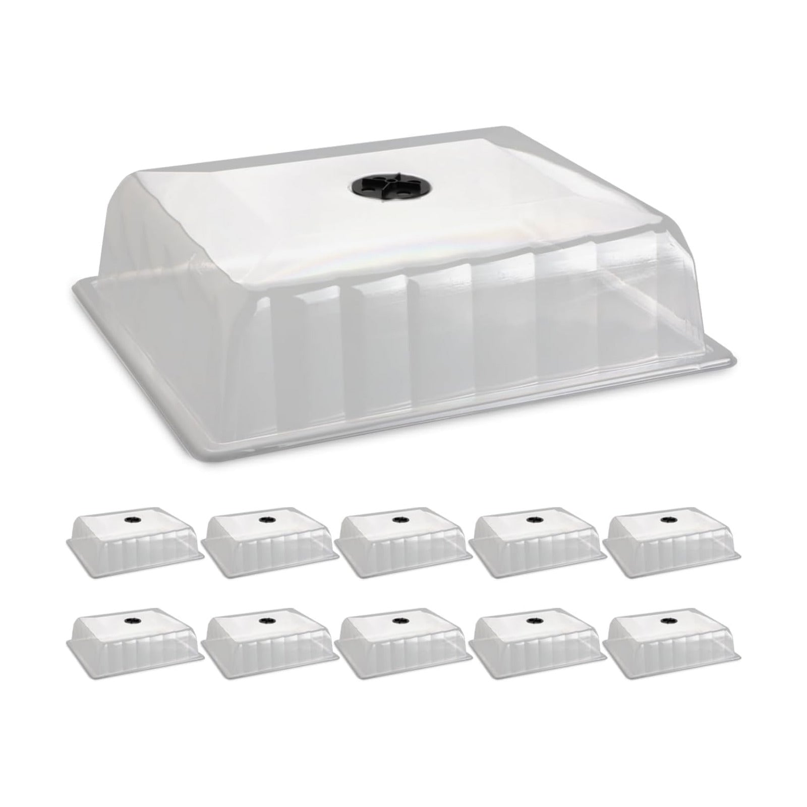 RooTrimmer 10-Pack Leak-Proof Humidity Domes, Plastic Clear Seed Starter Dome, Seed Starter Tray Covers Humidifying and