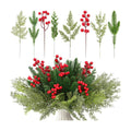 70 PCS Artificial Pine Branches with Berries, Christmas Greenery Fake Pine Needle Faux Red Berry Stems, Christmas Floral Picks for DIY Crafts Wreath Garland Home Décor