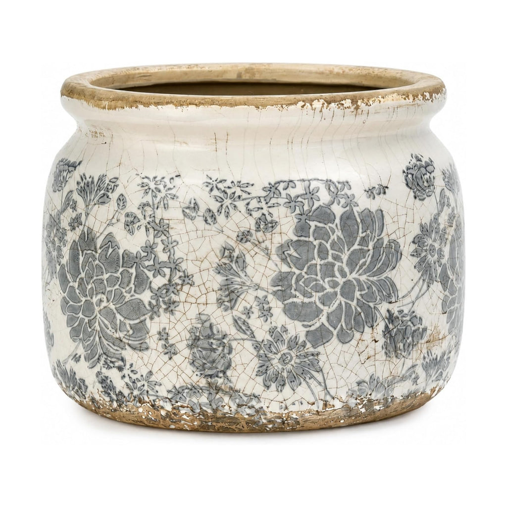 Dosayes Large Ceramic Pot for Planters, Ice Crack Glazed Flower Pot with Drainage Holes,5.91inch Vintage Planters for