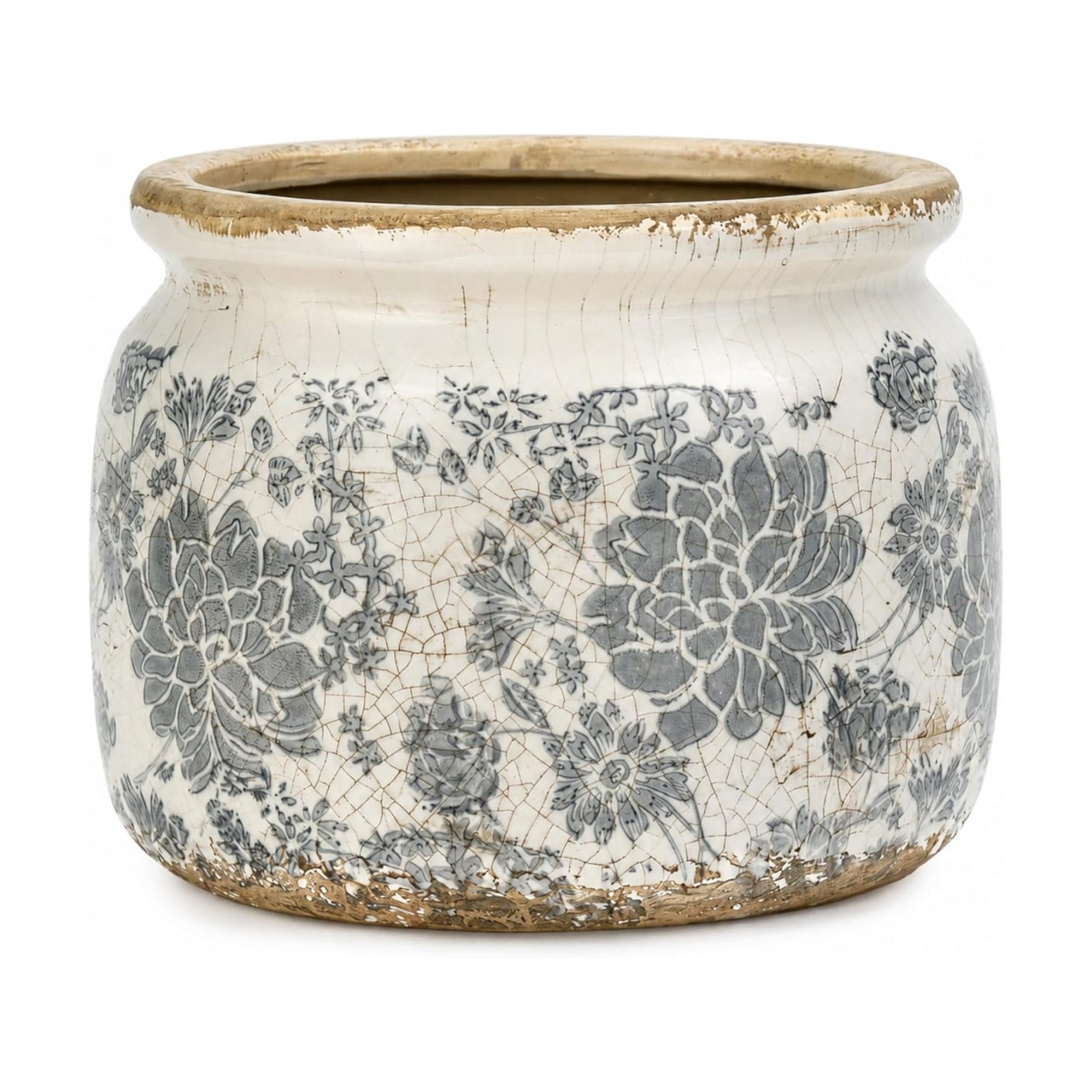 Dosayes Large Ceramic Pot for Planters, Ice Crack Glazed Flower Pot with Drainage Holes,5.91inch Vintage Planters for
