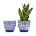 Selamica Ceramica Plant Pots, 6.5 Inch Flower Pots Set of 2 with Drainage Holes & Saucer, Planters for Indoor Plants