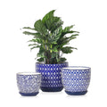 Selamica Ceramic Plant Pots, 4.6+5.6+6.5 Inch Planters with Drainage Holes & Saucer, Flower Pots for Indoor Plants