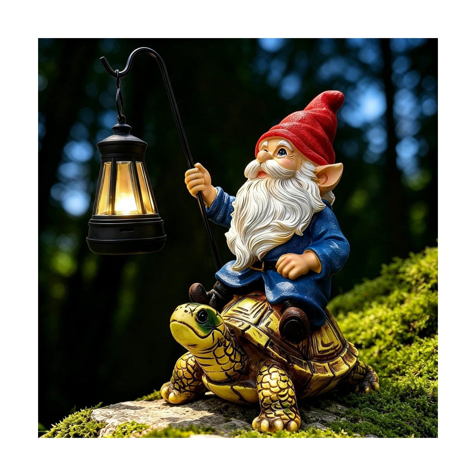 Outdoor Garden Gnome Statue, Solar Light Gnomes Statues Decoration for Yard | 7" Garden Gnome Outdoor Statue, Solar