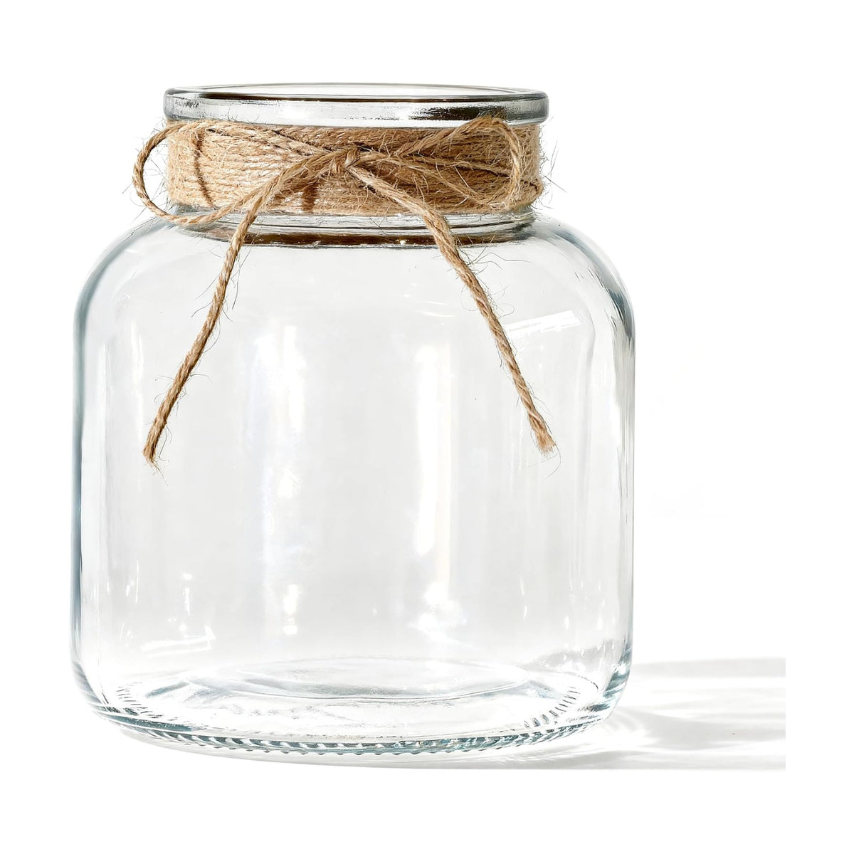 Houmury Glass Vases for Centerpieces 6 Inch Clear Large Vase Farmhouse Utensils Holder with Twine Ties Home Decor for Wedding Living Room Kitchen Dining Table Office (1)