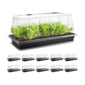 1020 Seed Starting Trays with Tall 7.3" Humidity Dome, No Hole, 10-Pack | Heavy Duty Plant Tray with High Lid for
